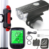 Farol Bike Velocímetro Digital Prova Agua Luz Lanterna Led 