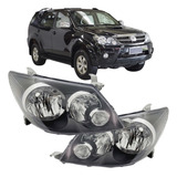 Farol Hilux Sw4 2004 2005 2006 2007 08 Mascara Negra Par