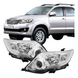Farol Hilux Sw4 2012 13 14 15 16 Máscara Cromada Par