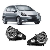Farol Honda Fit 2003 2004 2005 2006 2007 2008 Masc Negra Par