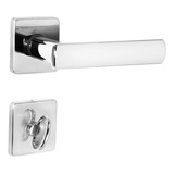 Fechadura Dama Porta Banheiro Maçaneta Quadrada Reta Cromada