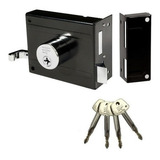 Fechadura Sobrepor Para Portão 3f 1130 Tetra 4 Chaves Cor Preto