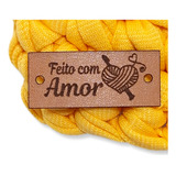 Feito Com Amor Crochê Croché - Etiqueta Couro Personalizada