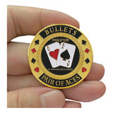 Ficha De Poker Moeda Card Guard Bullets + Estojo