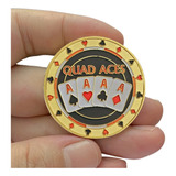 Ficha De Poker Moeda Card Guard Quad Aces + Estojo