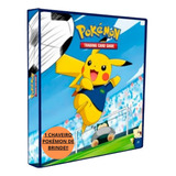 Fichário Álbum Pasta Pokemon Pikachu + 10 Folhas + 06 Cartas