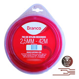 Fio Nylon Roçadeira Redondo 2,5mm Branco Rolo Com 42 Metros Cor Vermelho