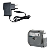 Fita Compativel Brother Mk231 M231 M-231 + Fonte Rotulador Cor Branca Com Escrito Em Preto
