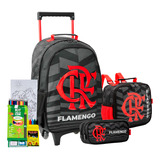Flamengo Mochila Rodinhas Estojo E Bolsa Térmica 2025 Cor Preto