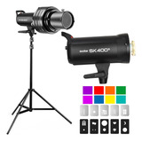 Flash Tocha Godox Sk400ii Com Kit Fresnel Efeito Janela 18pc