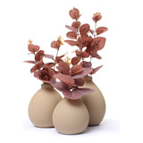 Flor Artificial Decorativa Toque Real Trio De Vasos Cerâmica