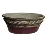 Floreira Cachepot Antigo Em Barro Ceramica Alto Relevo 29 Cm