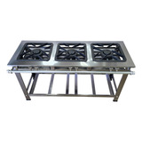 Fogão 3 Bocas Duplo Baixa Pressão 40x40 Reforçado Inox 430 Cor Preto Gás