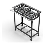 Fogão Industrial 2 Bocas 30x30 Perfil 5 Alta Pressão Em Aço