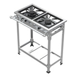 Fogão Industrial 2 Bocas Bp P5 Estampado 1qs 1qd Total Inox A Gás
