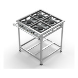 Fogão Industrial 4 Bocas 30x30 P5 Alta Pressão Em Aço Inox