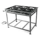 Fogão Industrial 6 Bocas 30x30 P5 Alta Pressão Em Aço Inox