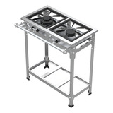 Fogão Industrial Inox 2 Bocas Duplas Baixa Pressão Reforçado Cor Prateado 0000