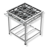 Fogão Industrial Inox 4 Quatro Bocas Alta Pressão Reforçado