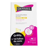Folhas Para Depilação Corporal Depimiel 18cm X 9cm 16 Unidades Grátis 16 Folhas De Rosto