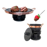 Fondue 23 Cm Pedra Sabão Curado + Fondue 500 Ml Curado!!!