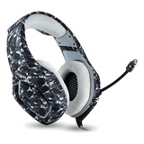 Fone De Ouvido Gamer Confort Profissional Headset Camuflado. Cor Cinza-escuro Luz Azul