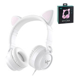 Fone De Ouvido Gamer Orelha De Gato Branco Com Microfone P2