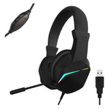 Fone De Ouvido Headset Gamer Conexão Usb 7.1 Com Microfone Omnidirecional Led Rgb Compatível Para Computador Notebook Pc Consoles