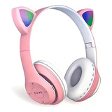 Fone De Ouvido Headset Gamer Ps4 Live Led Gatinho Pc Cel Usb Cor Rosa Cor Da Luz Vermelho