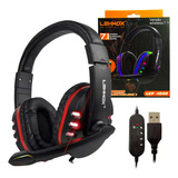 Fone De Ouvido Headset Gamer Usb 7.1 Virtual Com Led Rgb Universal Compatível Com Pc Computador Notebook Console Xbox Playstation