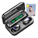 Fone De Ouvido In-ear Sem Fio Via Euro Tws F9-5 01 Preto Com Luz Led