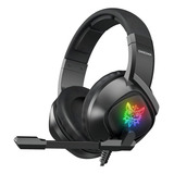 Fone De Ouvido Over-ear Gamer Com Fio Onikuma Gamer K19 Preto Com Luz Led