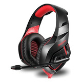 Fone De Ouvido Over-ear Gamer Onikuma K1-b Black E Red Com Luz Led
