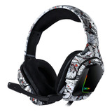 Fone De Ouvido Over-ear Gamer Onikuma K20 Camuflagem Branca Com Luz Led