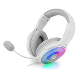 Fone De Ouvido Over-ear Gamer Redragon Pandora 2 H350rgb-1 Lunar White Com Luz Rgb Led