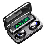 Fone De Ouvido Sem Fio Bluetooth Cor Preto F9-5 Tws F9-5 À Prova Dágua E Carregador De Celular