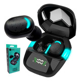 Fone De Ouvido Sem Fio Vohz Tron - Bluetooth 5.3 - Case Compacta Com Led E Mostrador Digital + Bag De Veludo (grave Potente)
