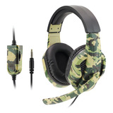 Fone Headphone Gamer Camuflado Compativel Xbox Pstation Pc Note Cor Verde