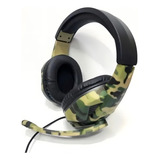 Fone Ouvido Headset Gamer Com Microfone E Controle De Volume Cor Verde Camuflado