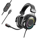 Fones De Ouvido Fifine H6 Gamer Sound 7.1 Rgb Microfone Preto Removível