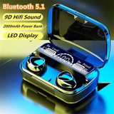 Fones De Ouvido Sem Fio Bluetooth V5.1 M10 Powerbank 2000, Cor: Preto, Cor Da Luz, Branco