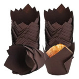 Formas De Papel Tulipas Para Cupcakes/muffin C/50 U-marrom
