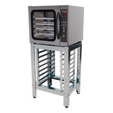 Forno Convector 5 Esteiras Vapor 60l Cavalete Suporte Inox Cor Prateado/preto 220v