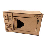 Forno Microondas Brinquedo Infantil Mdf Desmontado Cor Cru