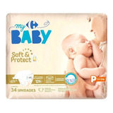 Fralda Carrefour My Baby P Soft Protect - 34 Unidades Gênero Sem Gênero Tamanho Pequeno (p