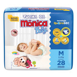Fralda Descartável Baby Tamanho M Pacote Com 28 Unidades De 4 A 9kg Turma Da Mônica