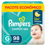 Fraldas Descartáveis Infantis Confort Sec Com 98 Unidades Tamanho G Pampers
