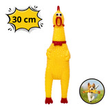 Frango Galinha Brinquedo Pet Borracha Mordedor C/ Apito 30cm