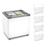 Freezer Horizontal 144 Litros Nf20 220v + 4 Cestos Metalfrio