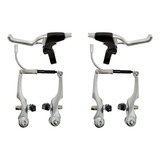 Freio V-brake Com Maçaneta De Aluminio Lb-919 Prata P/bike